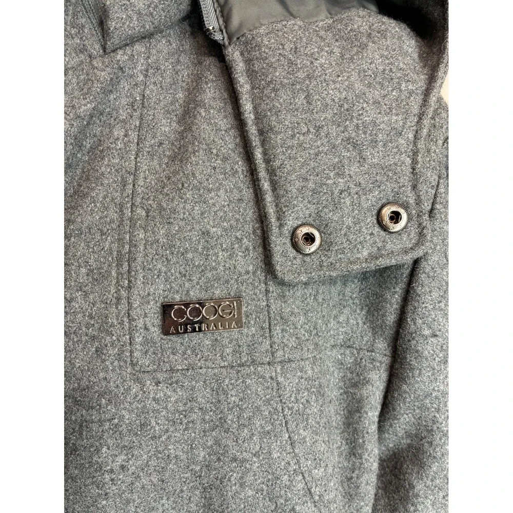 Coogi Mens‎ XL Gray Wool Blend Hooded Bomber Jacket Heavyweight Coat